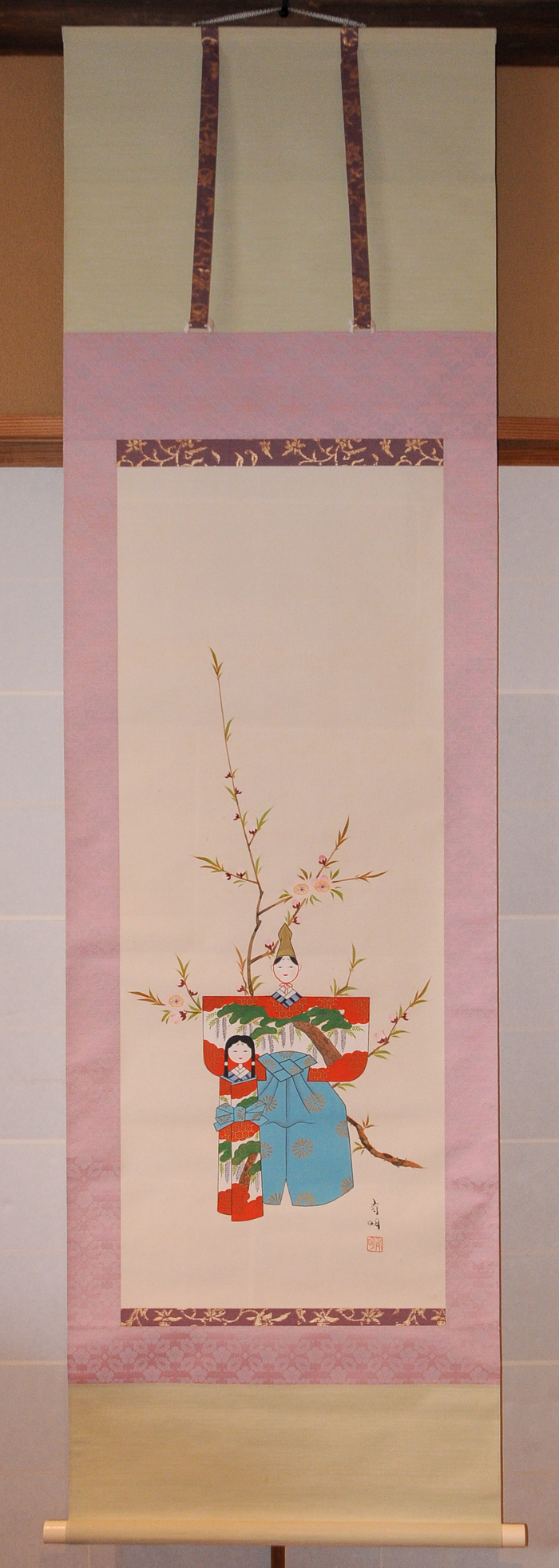 真作】有明(筆)「立雛」肉筆 絹本 掛軸 掛け軸 山水 花鳥 鳥獣 日本画 水墨 軸/中国美術 唐画 唐物 古画 唐本 古書 書道 z3395n-日品网